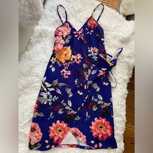 Miley + Molly Navy Purple Floral Tie Dress - Small